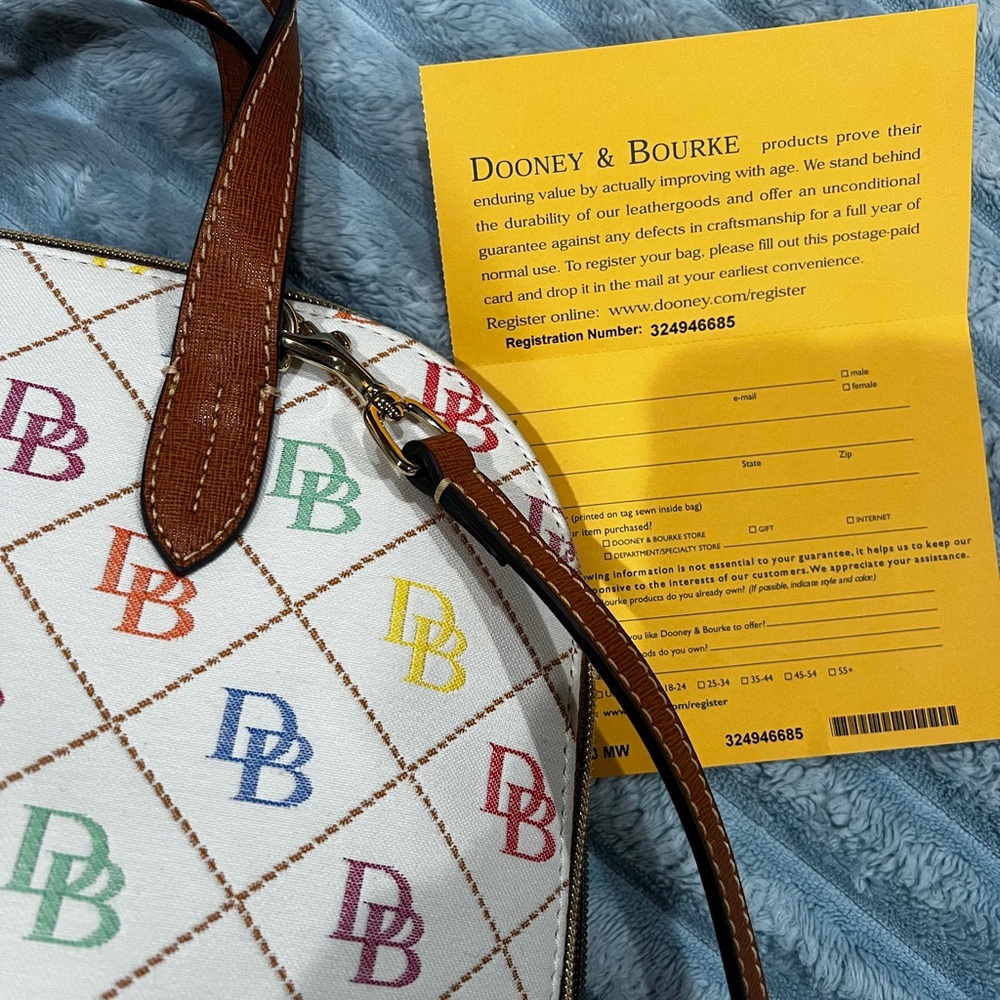 Dooney & Bourke White and Brown Satchel Bag
